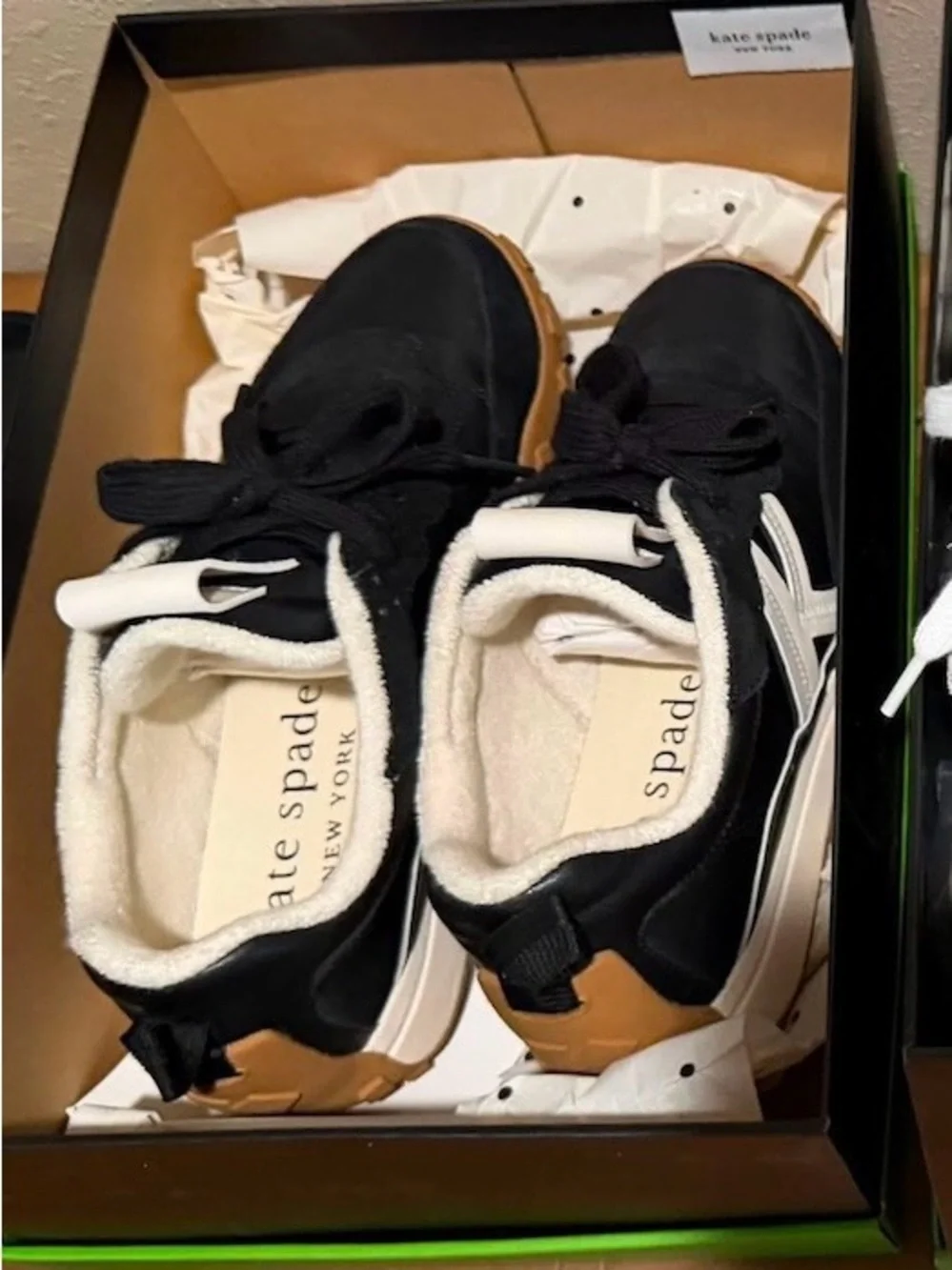 kate spade Black, Cream & Gum-Trim Lace-Up Sneakers